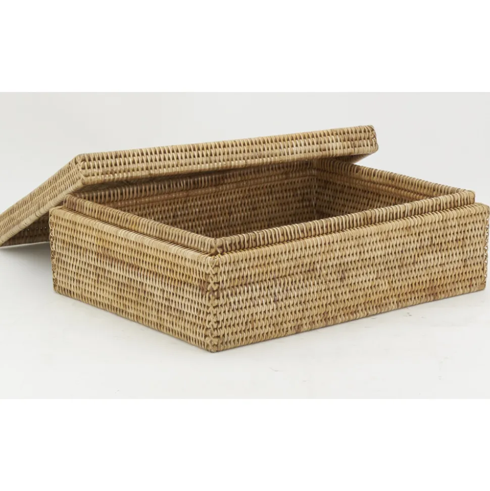 AUBRY GASPARD - Coffret rectangulaire en rotin naturel