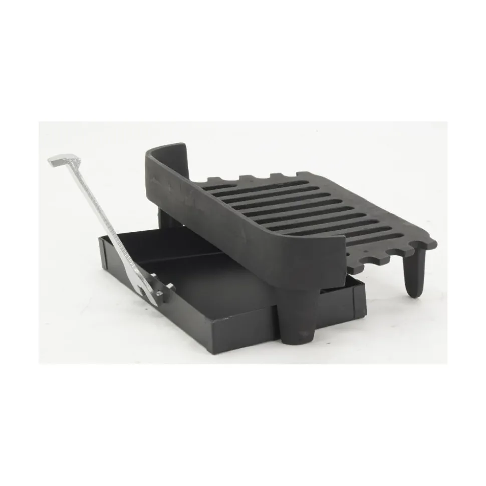 AUBRY GASPARD - Grille de cheminée + tiroir à cendres en fonte