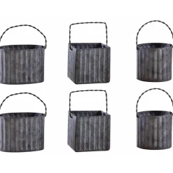 AUBRY GASPARD - Mini cache-pot en métal galvanisé ondulé lot de 6