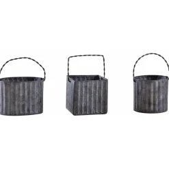AUBRY GASPARD - Mini cache-pot en métal galvanisé ondulé lot de 6