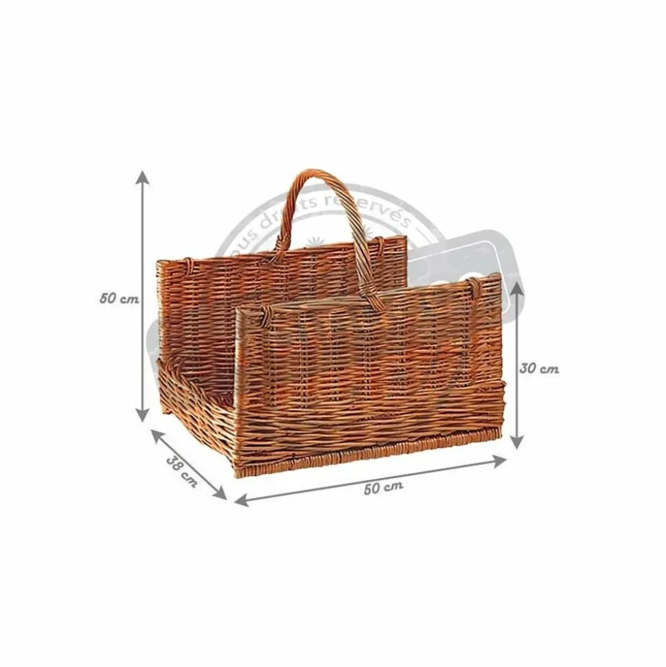 AUBRY GASPARD - Panier à bûches en osier buff grand modèle