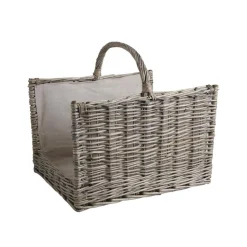 AUBRY GASPARD - Paniers à bûches en osier gris et jute (lot de 2) rectangulaire