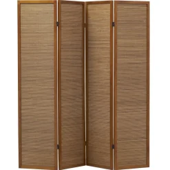 AUBRY GASPARD - Paravent en pin et bambou teinté 4 panneaux