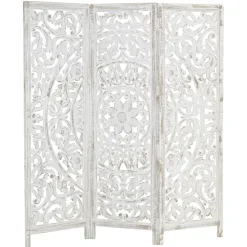 AUBRY GASPARD - Paravent en manguier sculpté blanchi