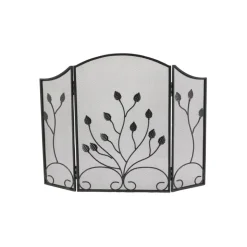 AUBRY GASPARD - Pare-feu de cheminée en fer forgé 3 pans fleur