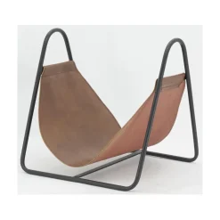 AUBRY GASPARD - Porte-bûches en métal et cuir