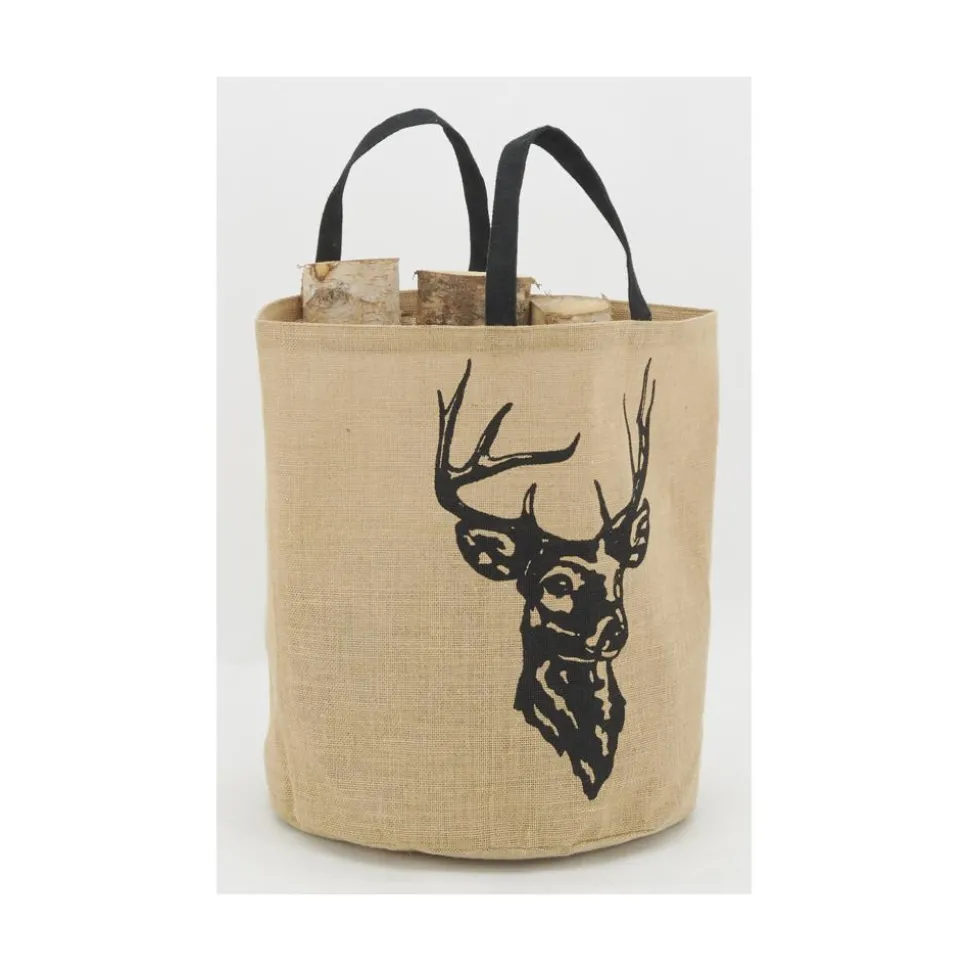 AUBRY GASPARD - Sac rond en jute naturel plastifié cerf