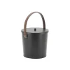 AUBRY GASPARD - Seau à cendres en métal noir et cuir