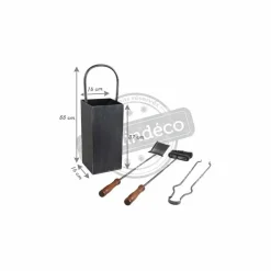 AUBRY GASPARD - Serviteur de cheminée en fer forgé 3 accessoires