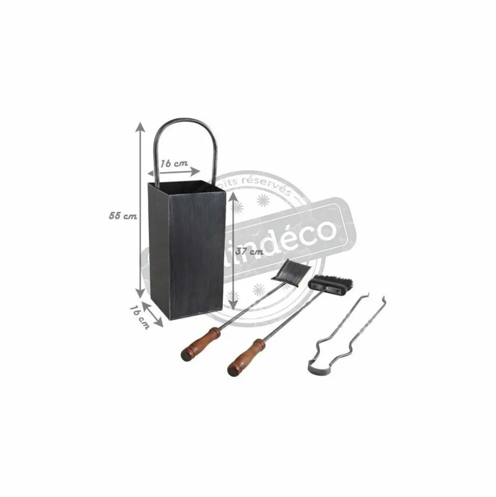 AUBRY GASPARD - Serviteur de cheminée en fer forgé 3 accessoires