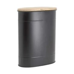 AUBRY GASPARD - Tabouret et seau à pellets avec pelle au coin du feu métal noir arbre