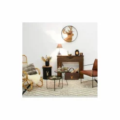 AUBRY GASPARD - Tabouret et seau à pellets avec pelle arbre métal laqué cerf