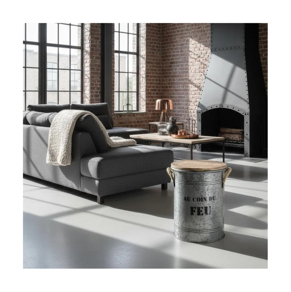 AUBRY GASPARD - Tabouret et seau à pellets