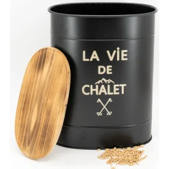 AUBRY GASPARD - Tabouret et seau à pellets en métal