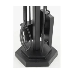 AUBRY GASPARD - Valet de cheminée 4 accessoires en métal et cuir