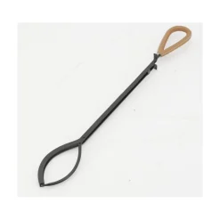 AUBRY GASPARD - Valet de cheminée 4 accessoires en métal et cuir