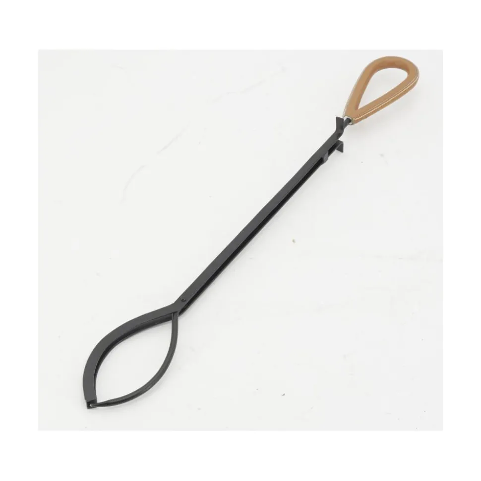 AUBRY GASPARD - Valet de cheminée 4 accessoires en métal et cuir