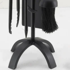 AUBRY GASPARD - Valet de cheminée en fer forgé noir 4 accessoires