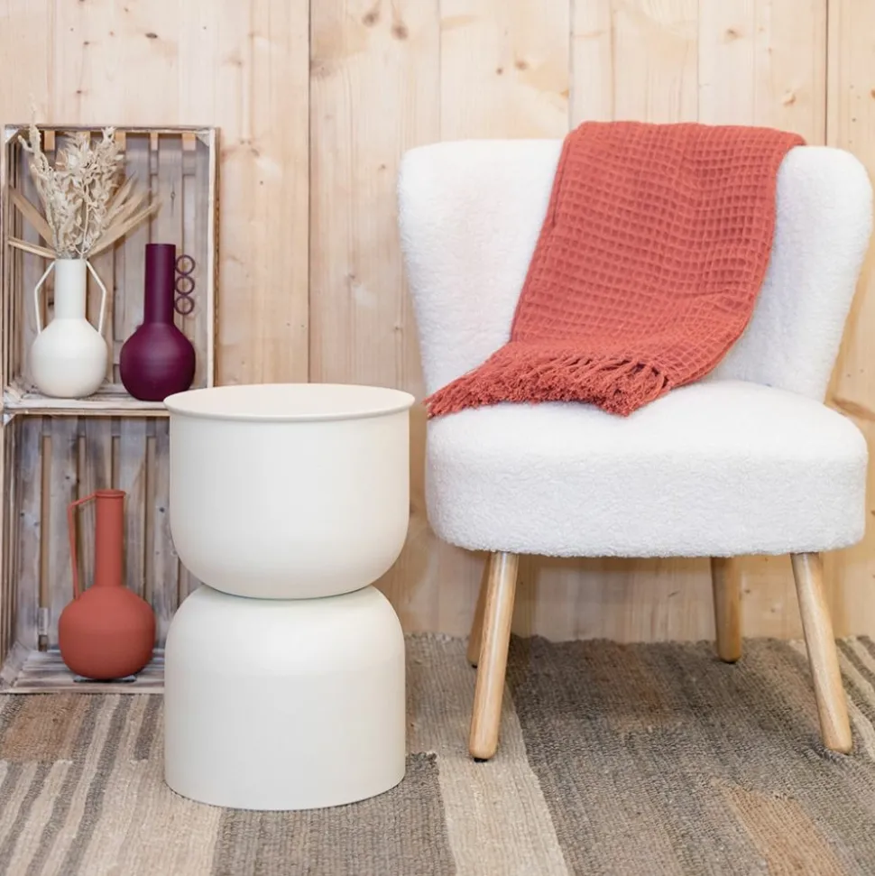 AUBRY GASPARD - Vase en métal meltik beige