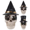 BASICS - Crâne avec chapeau d'halloween, 2 modèles, 10x11x14cm. Basics
