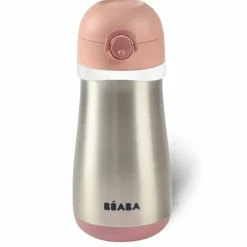 BEABA - Gourde inox 350 ml + anse - vieux rose