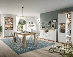 BEST MOBILIER - Coventry - vitrine - blanc et effet bois - 100x204 cm