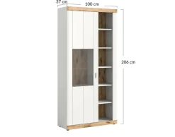 BEST MOBILIER - Coventry - vitrine - blanc et effet bois - 100x204 cm