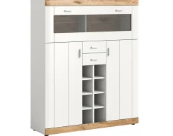 BEST MOBILIER - Coventry - buffet haut - blanc et effet bois - 142 cm