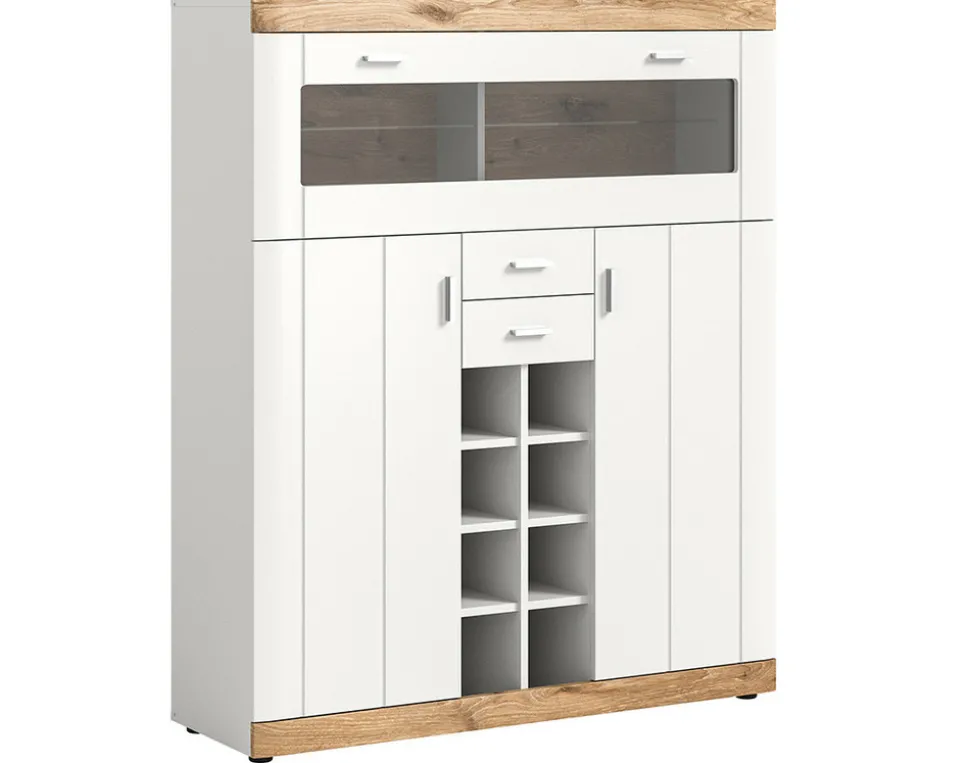 BEST MOBILIER - Coventry - buffet haut - blanc et effet bois - 142 cm