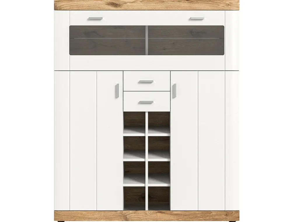 BEST MOBILIER - Coventry - buffet haut - blanc et effet bois - 142 cm