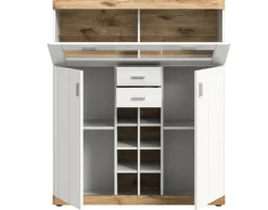 BEST MOBILIER - Coventry - buffet haut - blanc et effet bois - 142 cm