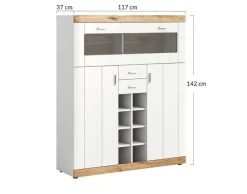 BEST MOBILIER - Coventry - buffet haut - blanc et effet bois - 142 cm