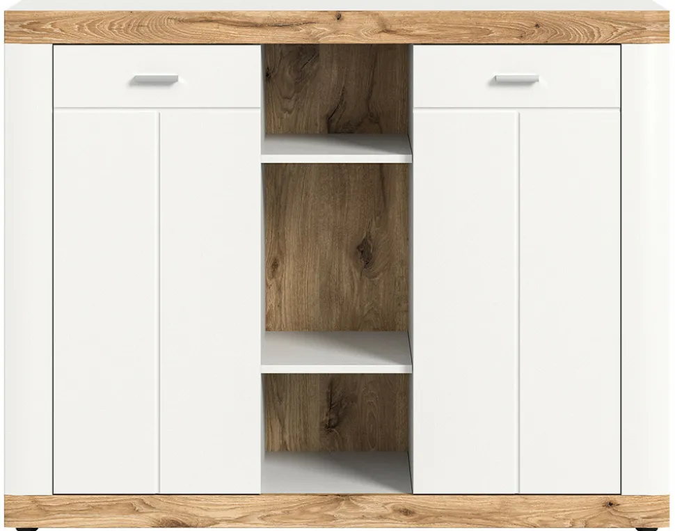 BEST MOBILIER - Coventry - buffet haut - blanc et effet bois - 104x131 cm