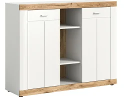 BEST MOBILIER - Coventry - buffet haut - blanc et effet bois - 104x131 cm
