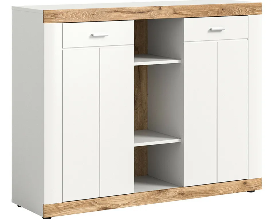 BEST MOBILIER - Coventry - buffet haut - blanc et effet bois - 104x131 cm