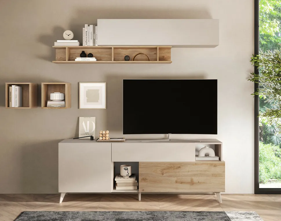 BEST MOBILIER - Estelle - meuble tv - 2 portes et 1 tiroir - 181 cm