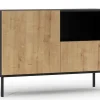 BEST MOBILIER - Felicia - buffet bas - effet bois et noir - 120 cm