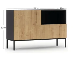 BEST MOBILIER - Felicia - buffet bas - effet bois et noir - 120 cm