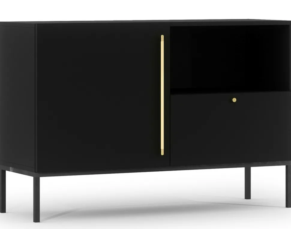 BEST MOBILIER - Felicia - buffet bas - noir - 120 cm