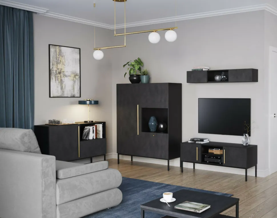 BEST MOBILIER - Felicia - buffet bas - noir - 120 cm