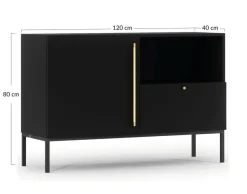 BEST MOBILIER - Felicia - buffet bas - noir - 120 cm