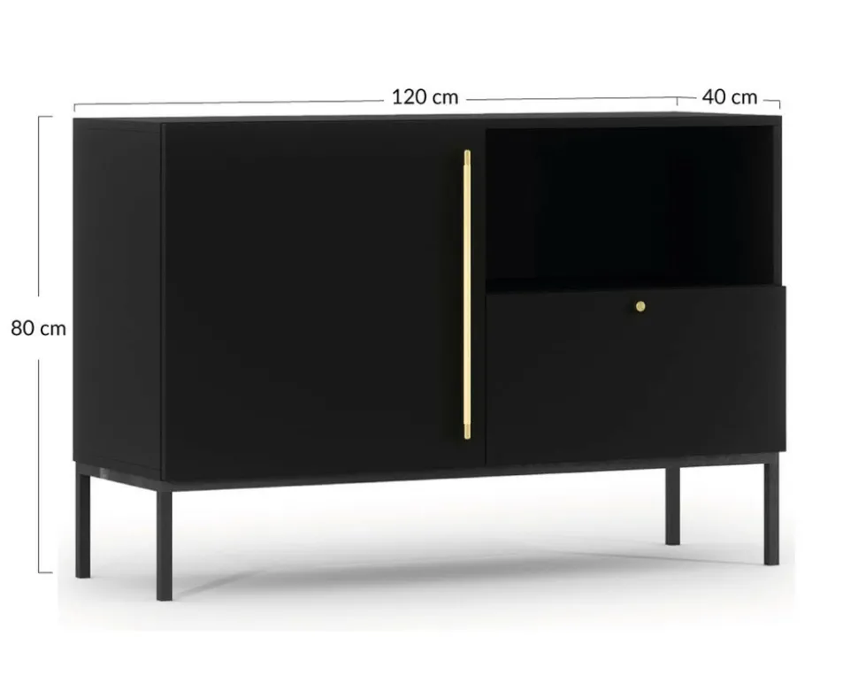 BEST MOBILIER - Felicia - buffet bas - noir - 120 cm
