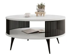 BEST MOBILIER - Forini - table basse - blanc et noir - 75 cm