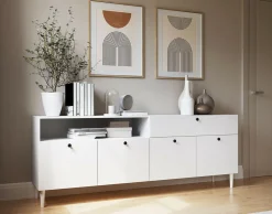 BEST MOBILIER - Gaby - buffet bas - blanc - 200 cm