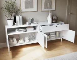 BEST MOBILIER - Gaby - buffet bas - blanc - 200 cm