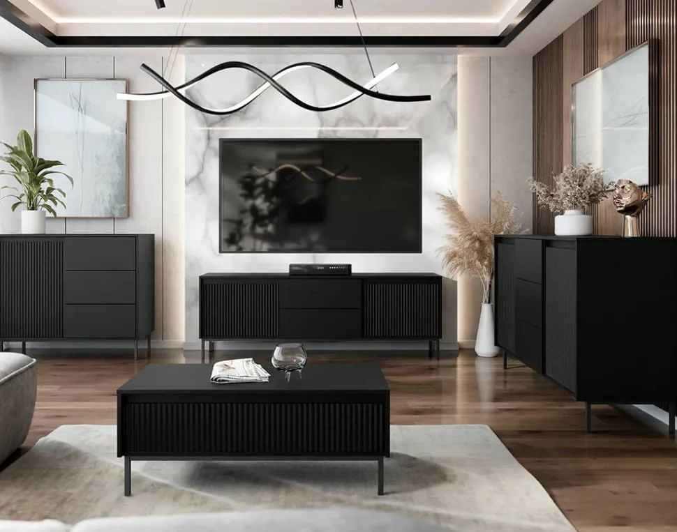 BEST MOBILIER - Girona - table basse - noir - 100 cm