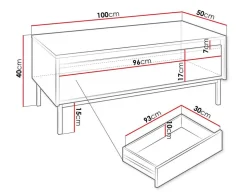 BEST MOBILIER - Girona - table basse - noir - 100 cm