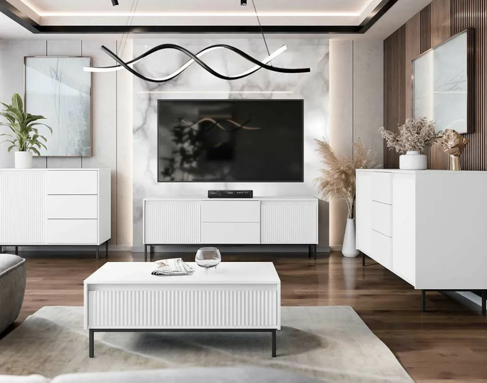 BEST MOBILIER - Girona - table basse - blanc - 100 cm