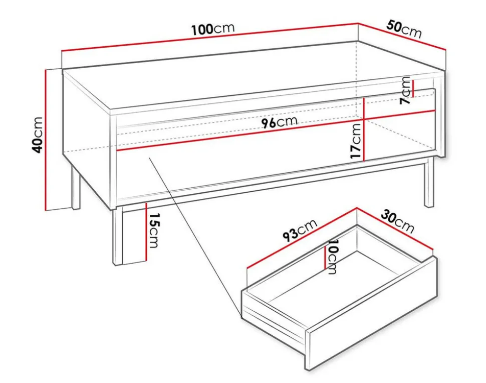 BEST MOBILIER - Girona - table basse - blanc - 100 cm