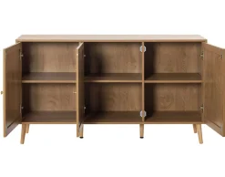 BEST MOBILIER - Goto - buffet bas - effet bois et cannage - 140 cm